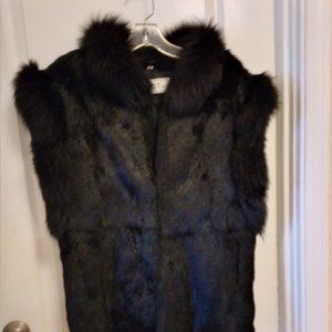 Genuine black rabbit fur vest